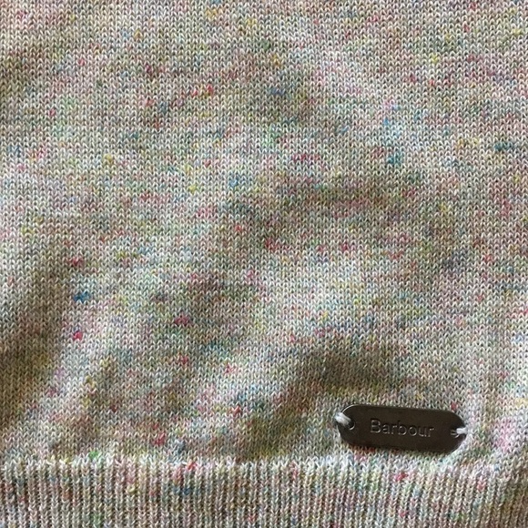 Barbour | Pastel Green Popham Cardigan Tartan Plaid Trim Linen Blend Siz… - Picture 5 of 5